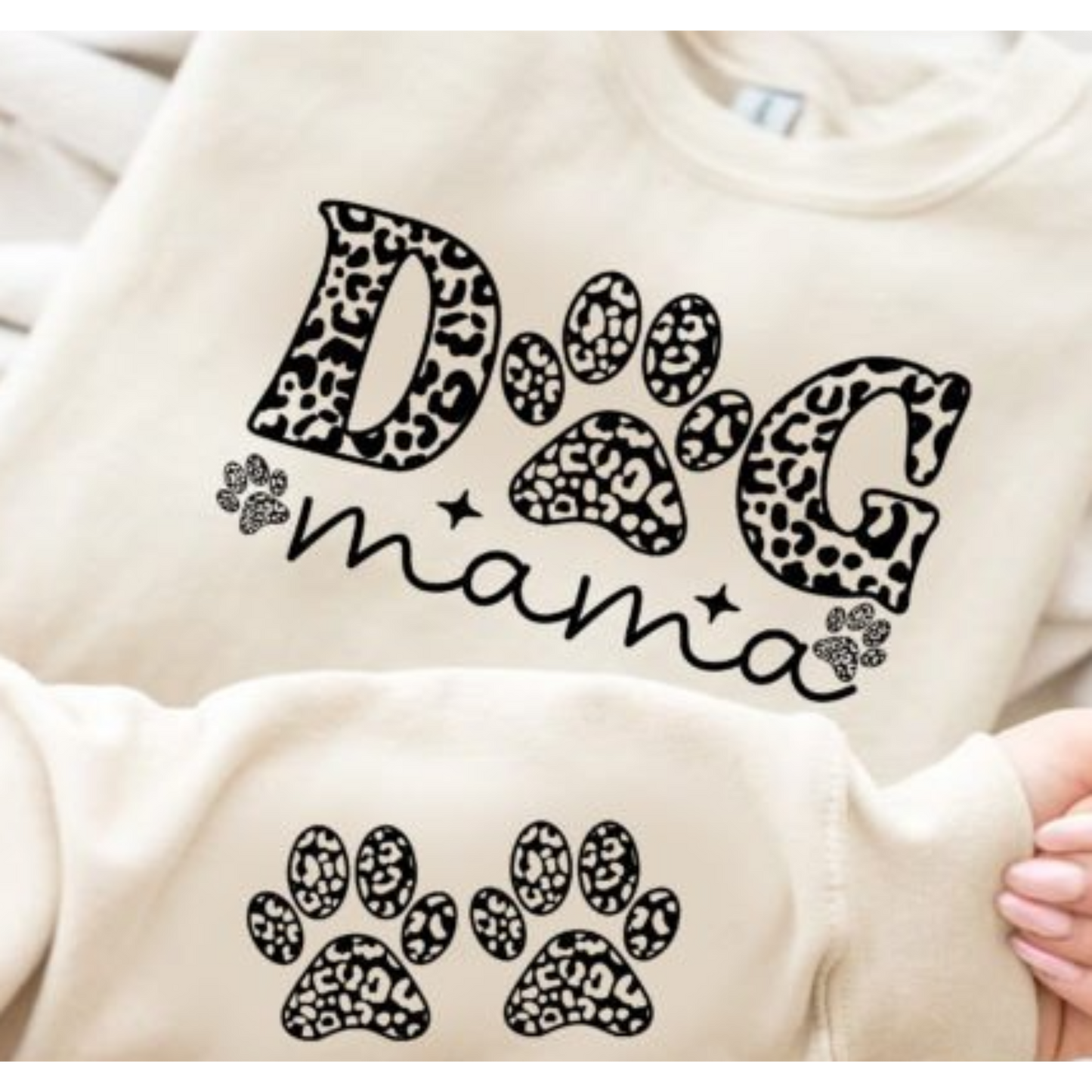 πΎ Dog Mama" Leopard Paw Print Crewneck Sweater π€β¨