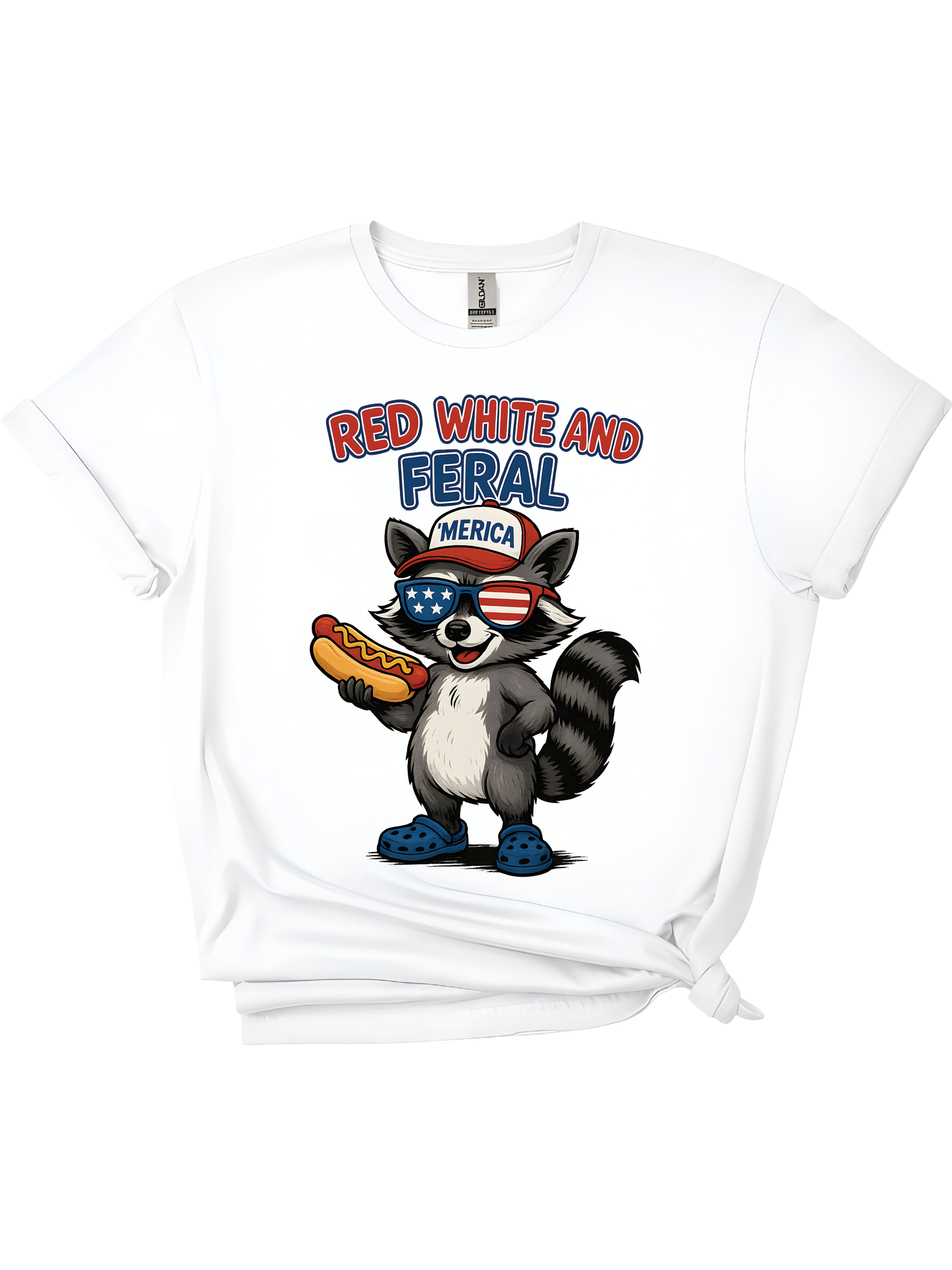 Red, White & Feral: Raccoon Remix Tee