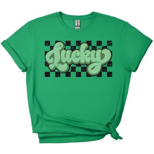 Lucky Vibes Checkered Tee – St. Patrick’s Day Edition