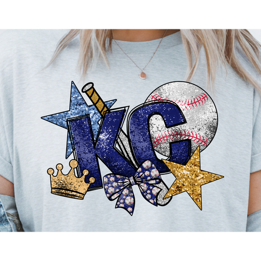 ⚾💙 KC Baseball Sparkle Tee ✨👑