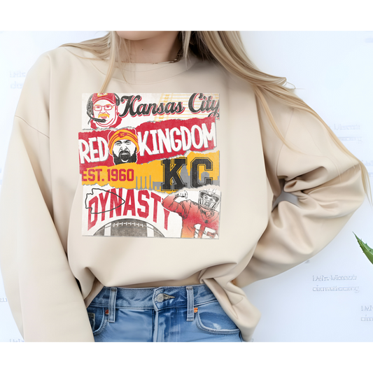 🔥 Kansas City Red Kingdom Dynasty Crewneck – Game Day Drip! 🏈👑