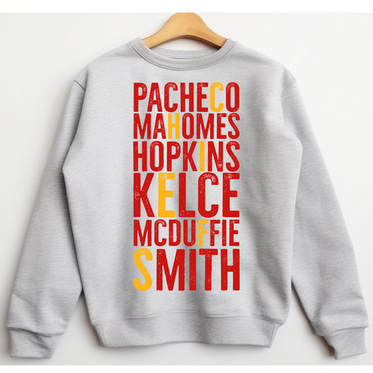 🏆 KC Football Sweatshirt – Mahomes, Kelce & More! 🏈❤️