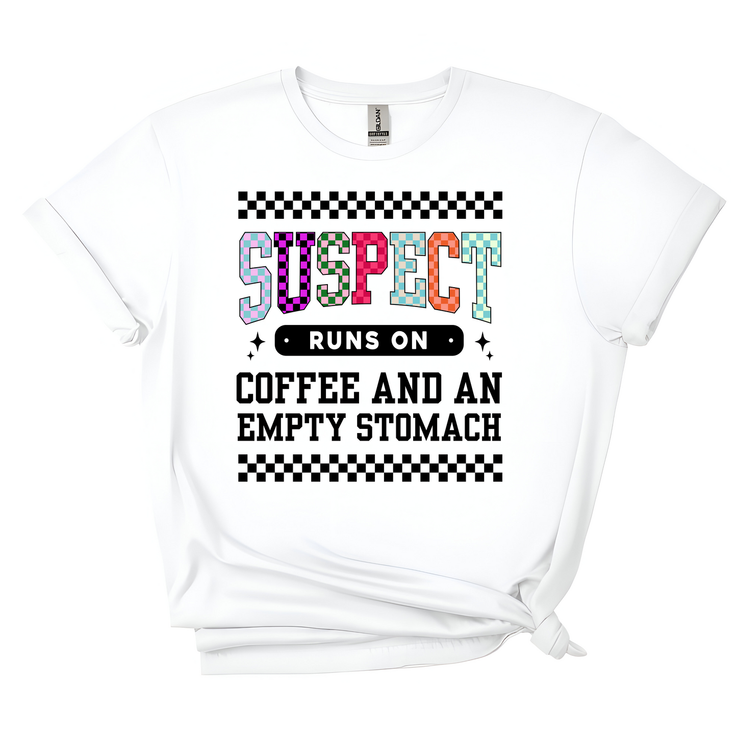 Suspect Tee: Fueled by Coffee ☕ & Questionable Choices 🤨