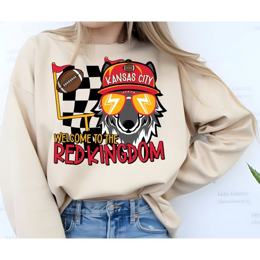 🔥 KC Football Inspired "Red Kingdom" Wolf Crewneck – Game Day Vibes 🏈🐺